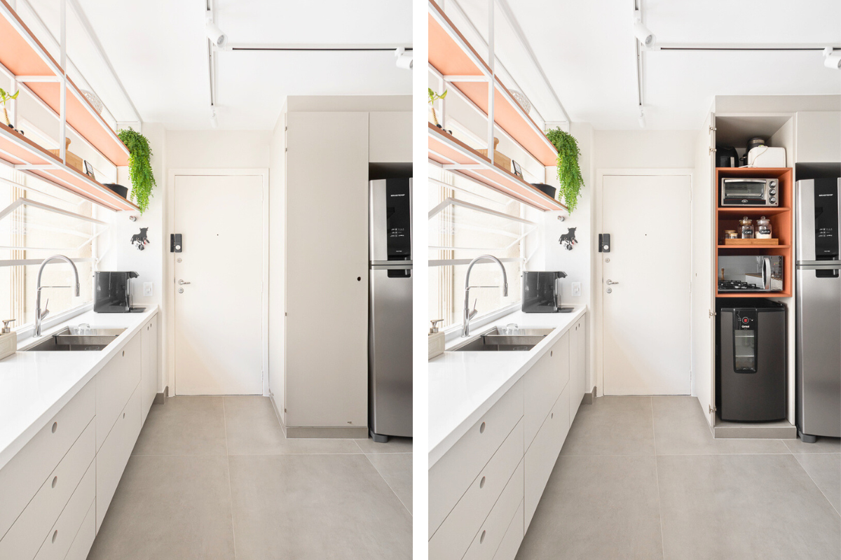 detalhe cozinha com móveis planejados