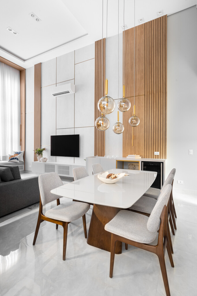 Sala de jantar e sala de estar casa aconchego